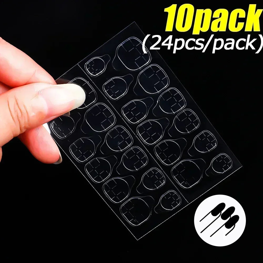 10-Pack Transparent Jelly Nail Tips Sticker with Double-Sided Gel Nail Glue for Press-On Nails