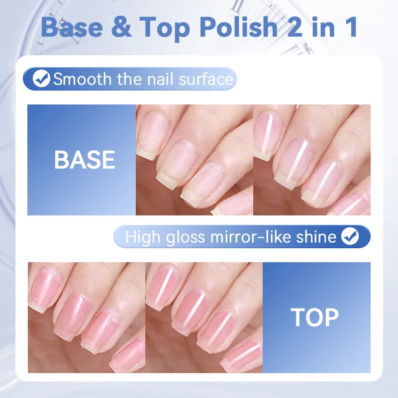 7ml Water-Based Nail Polish Base & Top Coat - Quick Dry, Long Lasting, No Lamp Needed