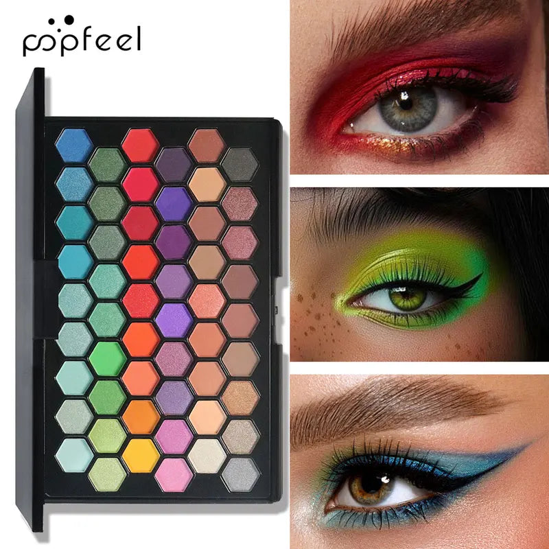 54-Color Eyeshadow Palette - Earth Tones & Rainbow Shades for Versatile Makeup