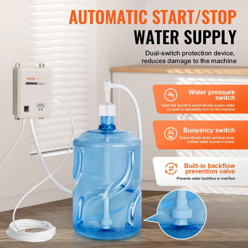 Automatic 5 Gallon Water Dispenser Pump System for Bottled Water & Refrigerator