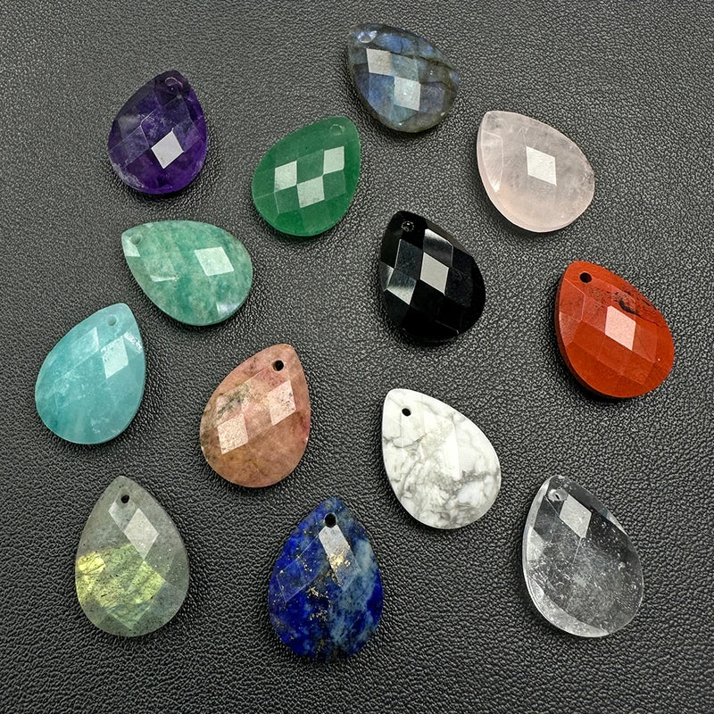 Water Drop Shape Gem Charms for Jewelry Making - Faceted Amazonite Pendant 13x18mm