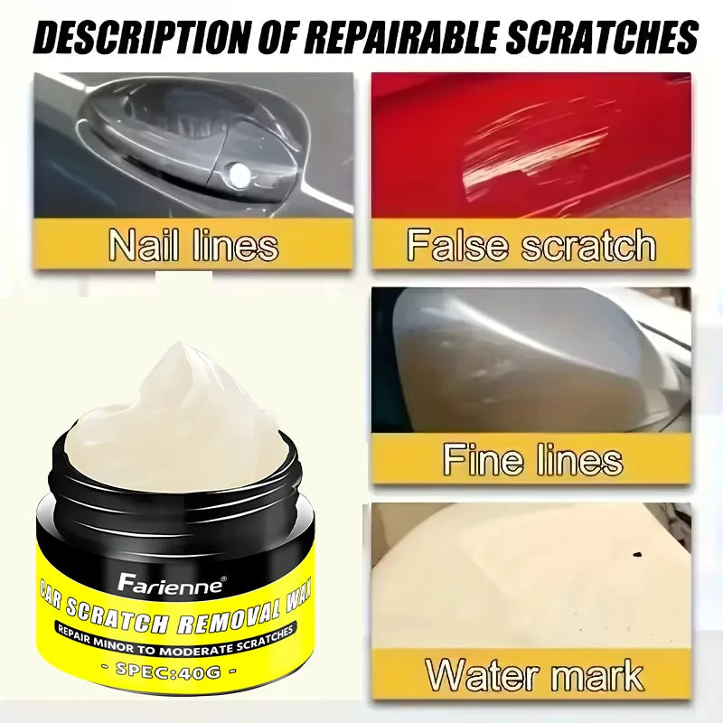 Car Scratch Removal Wax 40g - Auto Paint Polishing Restorer for Fine Scratches & Water Marks