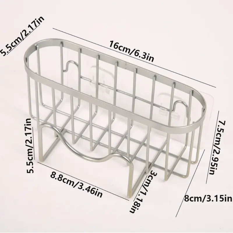 Stainless Steel Sink Sponge Holder with Suction Cups & Hook - Fast Drainage Kitchen Organizer