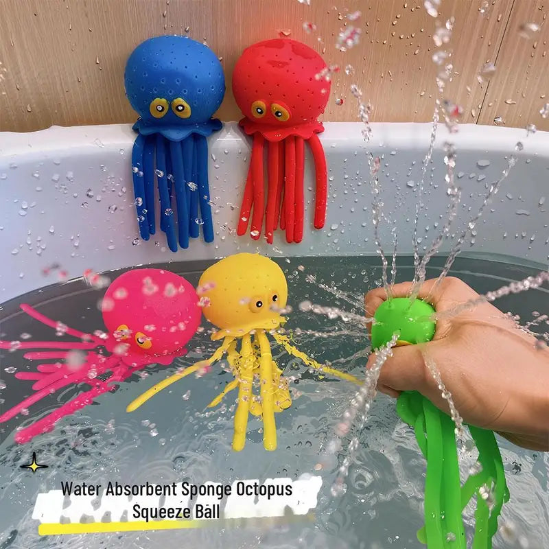 Baby Bath Toys Sponge Water Absorbing Octopus for Children - Stress Relief & Summer Water Play