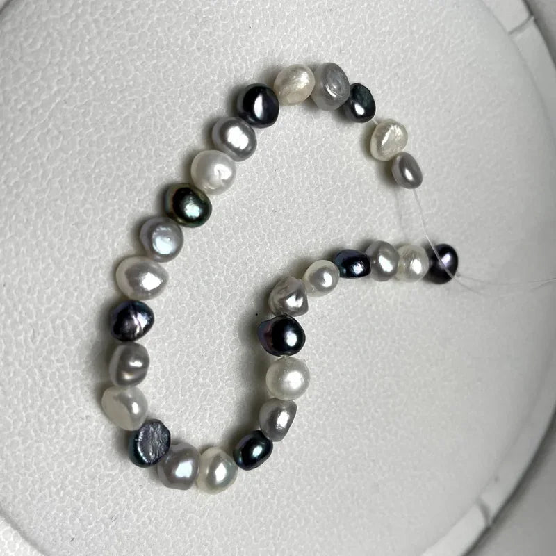 Natural Freshwater Pearl Beads 7-8mm Irregular Colored Beads for Jewelry Making - 18cm