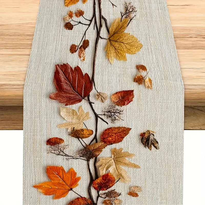 Autumn Fallen Leaf Table Runner Natural Dried Leaves & Vine Design - Multiple Sizes