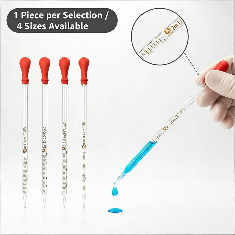 Graduated Glass Dropper Pipette Set for Laboratory Liquid Transfer - 0.5ml to 3ml