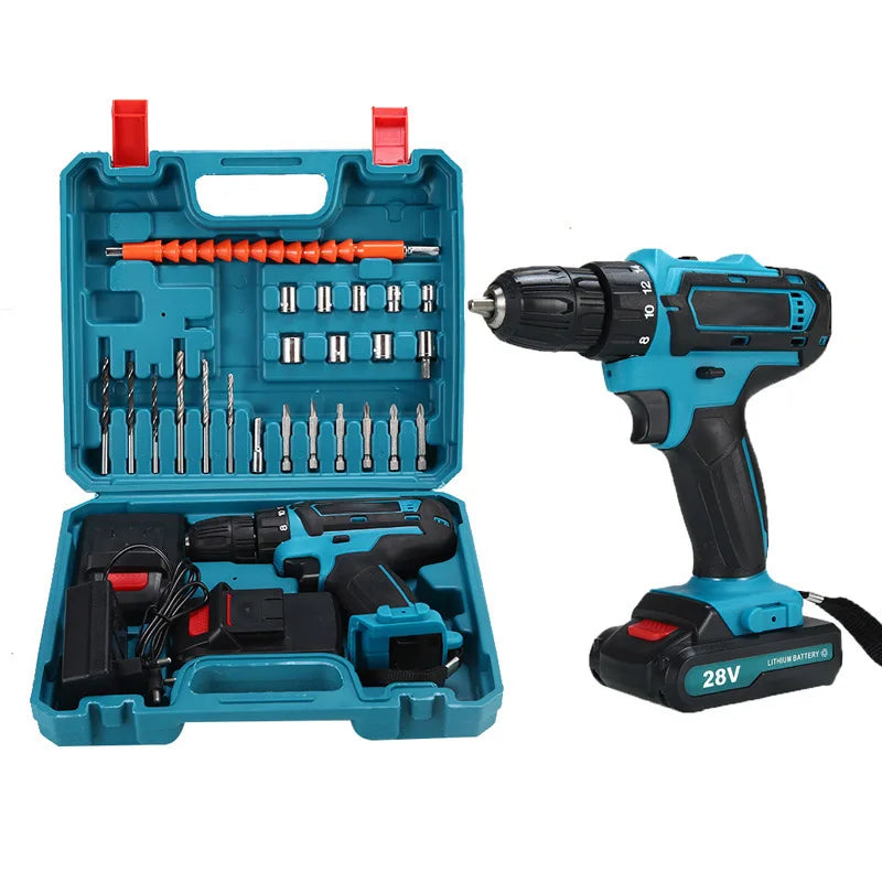 21V Cordless Drill Driver Set with 2 Batteries and Bits - 6 Speed, 18+1 Torque