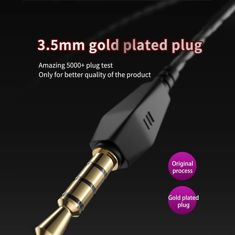AK6 Gaming Earbuds with Mic in-Ear Headphones Stereo Bass Noise Canceling Sport Earphones