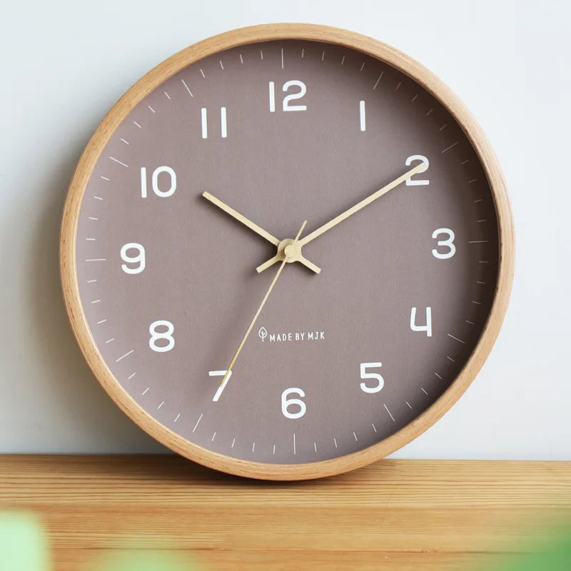 12-Inch Modern Japanese Style Wooden Wall Clock - Silent Quartz Home Decor