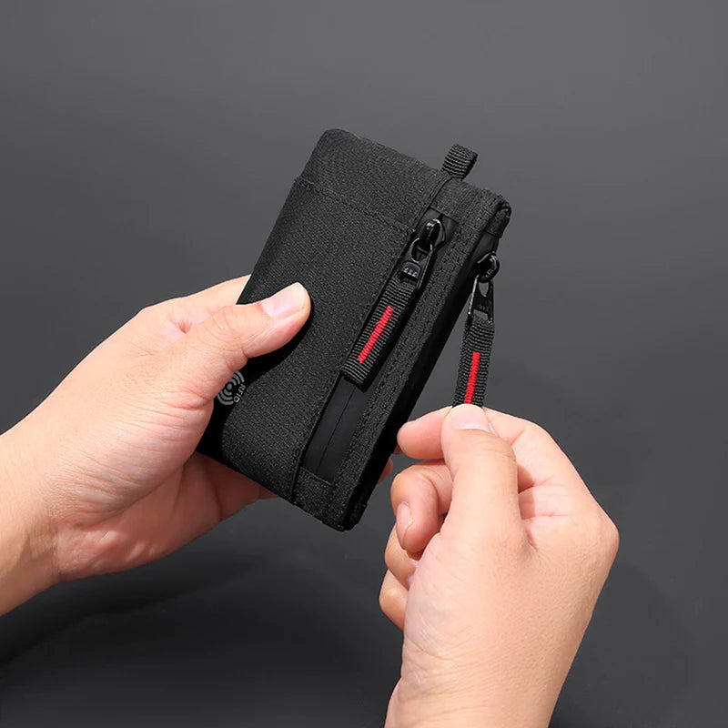 Luxury Men Wallet with Zipper Card Holder and Key Case - Slim Nylon Design