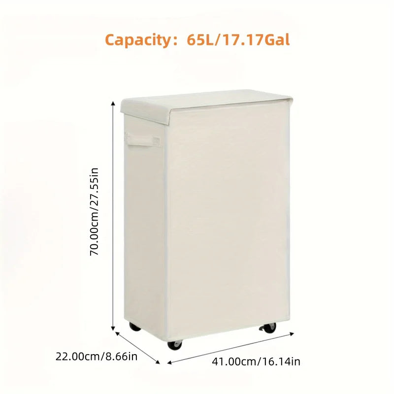 Laundry Basket with Wheels and Lid - Foldable Hamper for Bedroom Bathroom Dorm