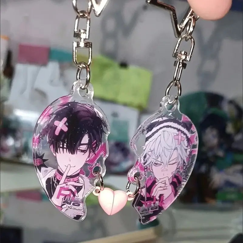 Cute Acrylic Backpack Keychain with Magnetic Pendant - Creative Fan Gift