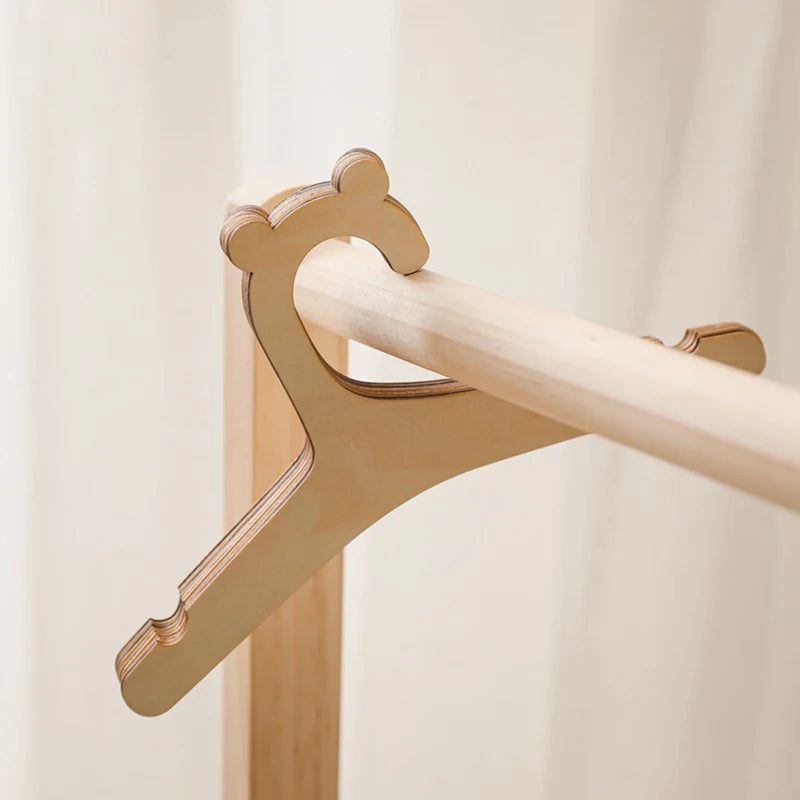 10Pcs Baby Wooden Clothes Hanger Rack Nursery Decor Kids Room Storage Set