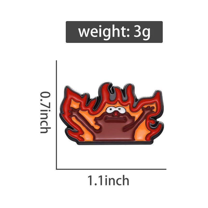 Cute Cartoon Enamel Pins - Fire Helllmo Brooches for Kids & Friends