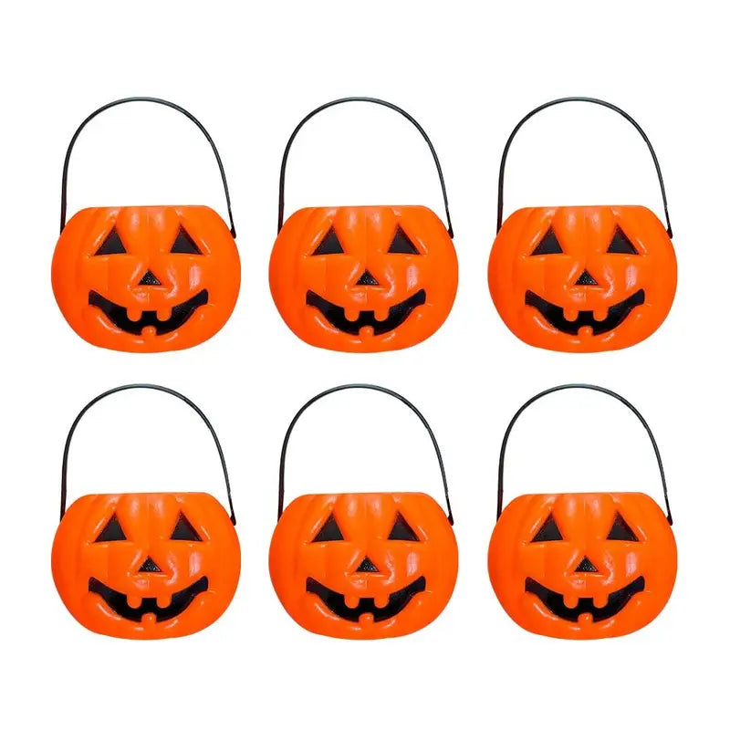 Halloween Pumpkin Jar Set with Lids - 6 Mini Lanterns & Baskets for Parties