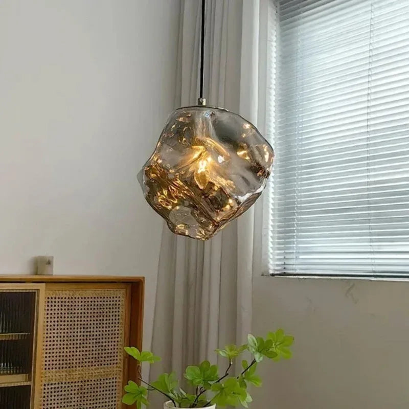 Ice Crystal Pendant Lamp - Nordic Minimalist Chandelier for Bedroom & Dining