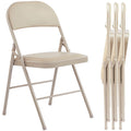 4 Pack Folding Chairs with Padded Leather Seat and Metal Frame for Indoor & Outdoor Use