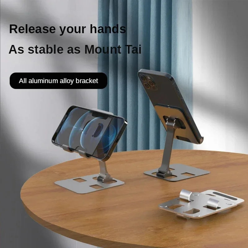 Adjustable Aluminum Tablet & Phone Holder Stand - Foldable Desktop Mount for iPad and Smartphones