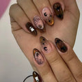 24Pc Halloween False Nail Tips with Almond Head Designs - Full Cover Press-On Manicure
