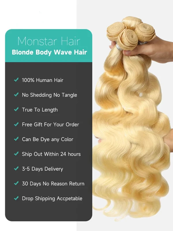 Brazilian Hair Extensions, Body Wave Remy Human Hair Weave Bundles - Long 16-40 Inch