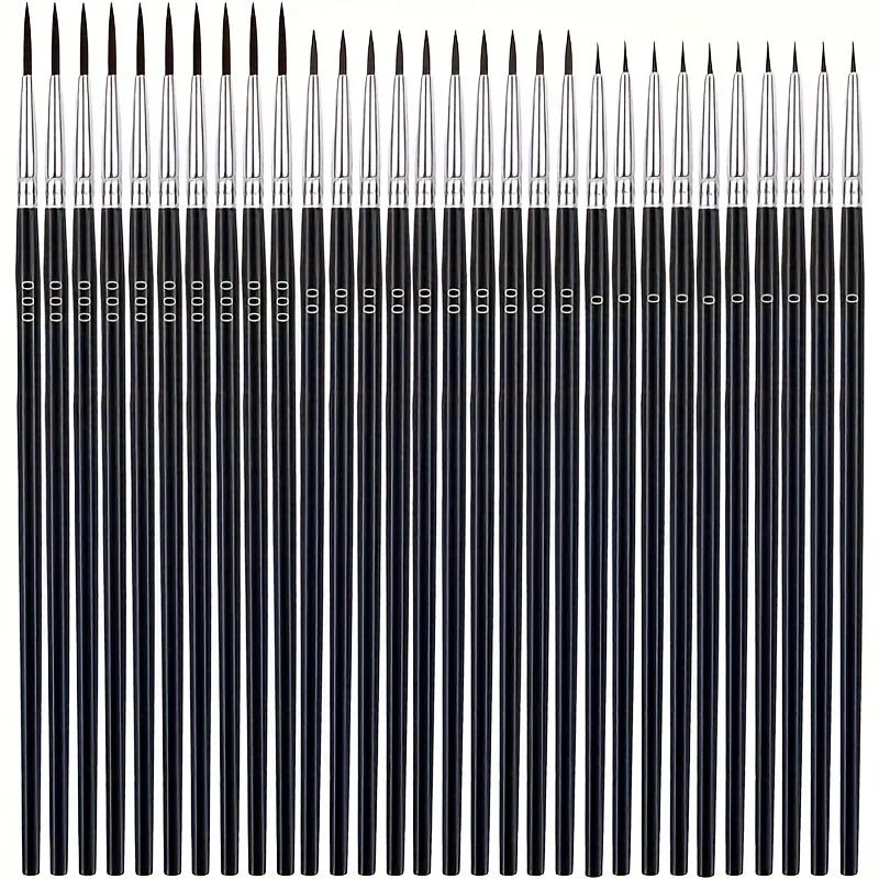 30-Piece Fine Detail Paint Brush Set - Miniature Brushes for Watercolor, Oil & Acrylic