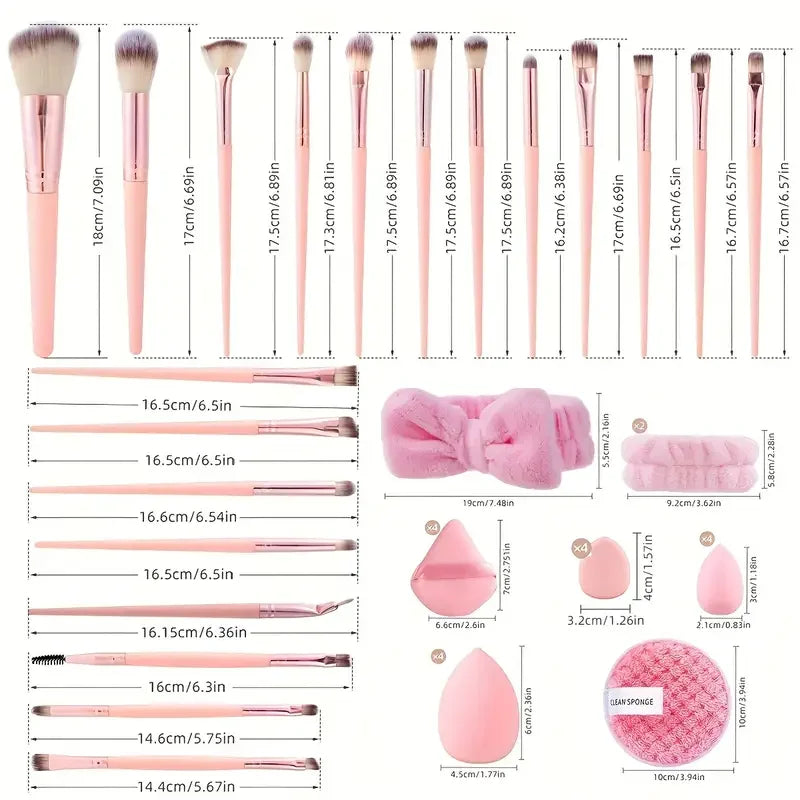 Complete Makeup Brush Set with Sponges and Tools – 20/40 Pcs for Face & Beauty