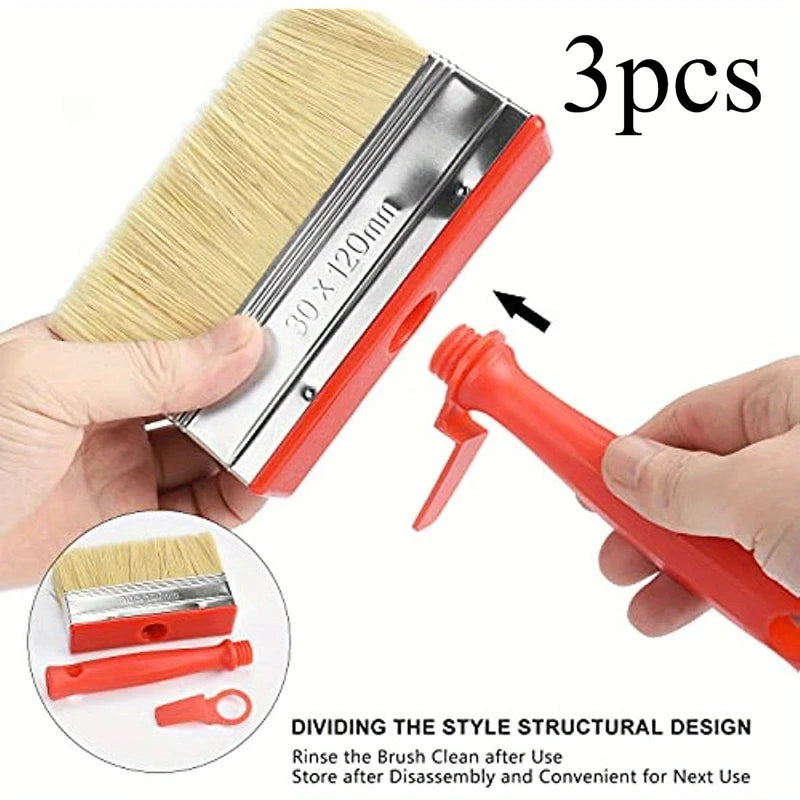 Large Paint Brush Set - 3 Premium Brushes for Walls, Doors & Woodwork