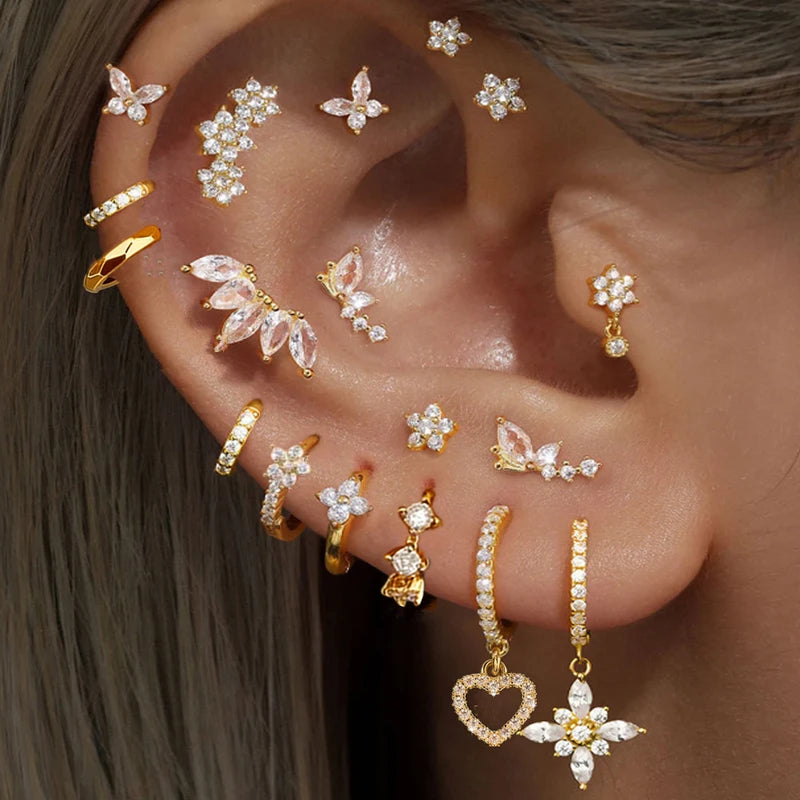 Butterfly Tragus Stud Earrings Star Dangle Jewelry for Women - Multiple Colors