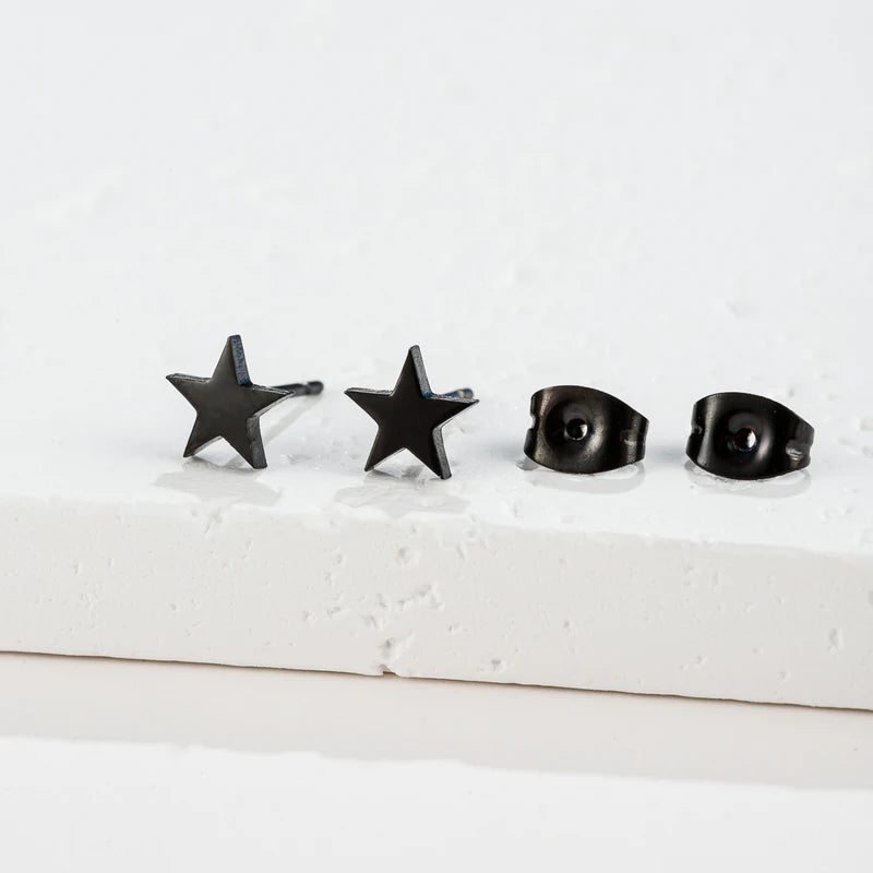 Pair of Stainless Steel Star Earrings for Women - Tiny Celestial Stud Jewelry