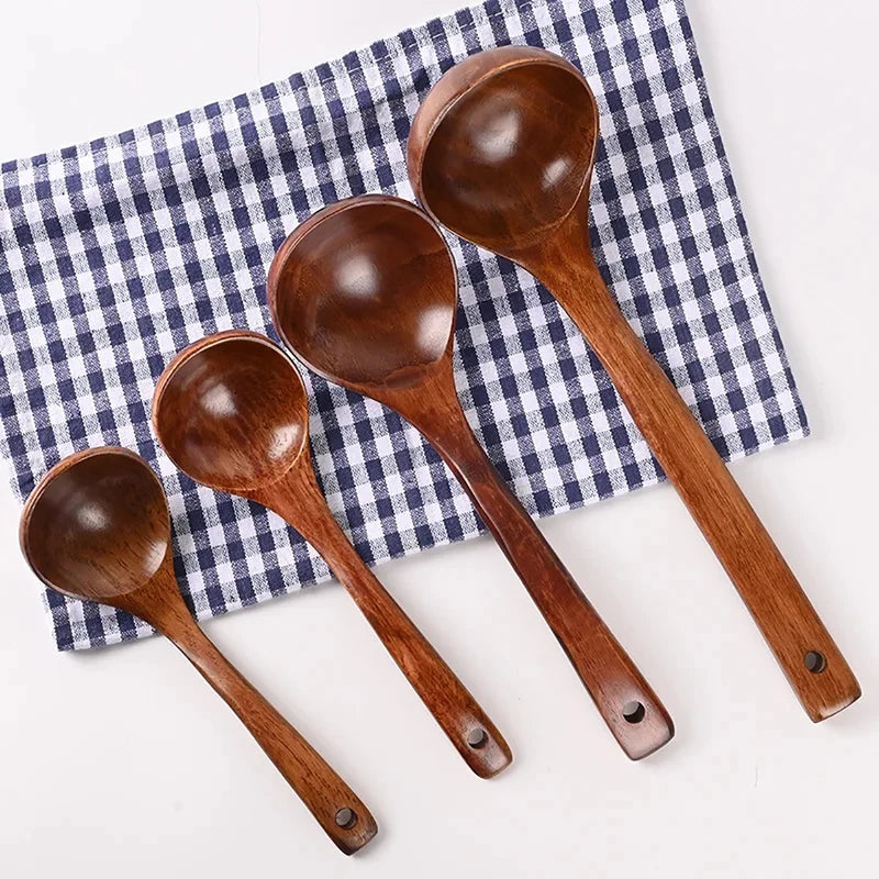 Wooden Soup Ladle Spoon Kitchen Utensils Set Non Stick Pot Cutlery Tableware
