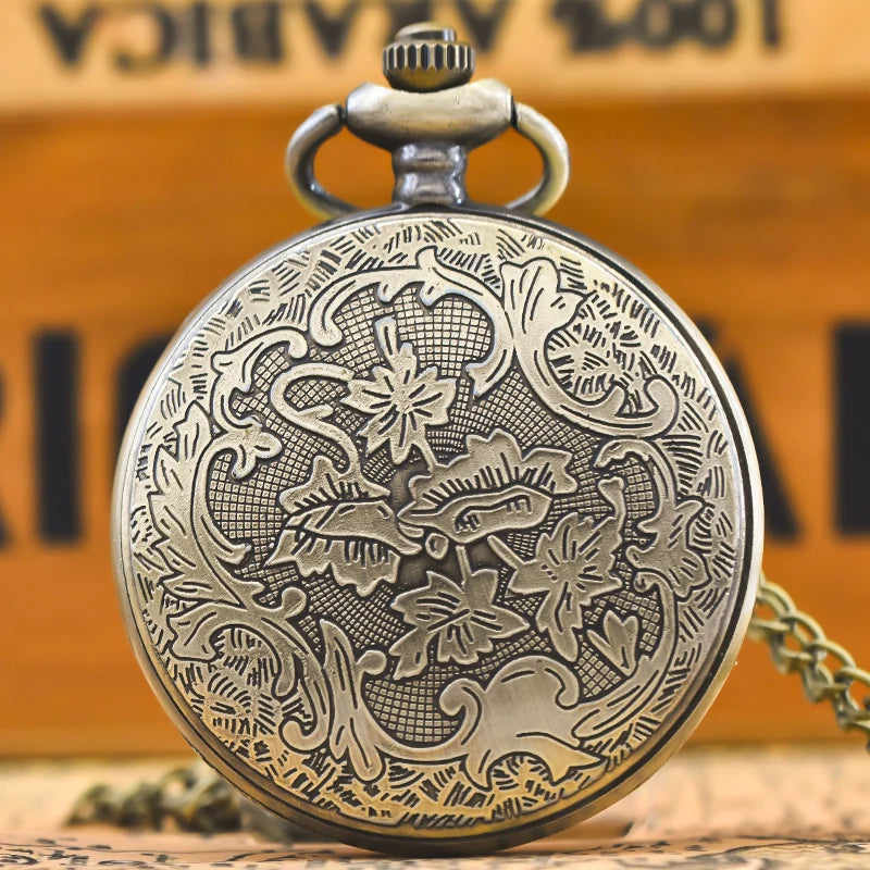Vintage Steampunk Quartz Pocket Watch Necklace Pendant Unisex Gift