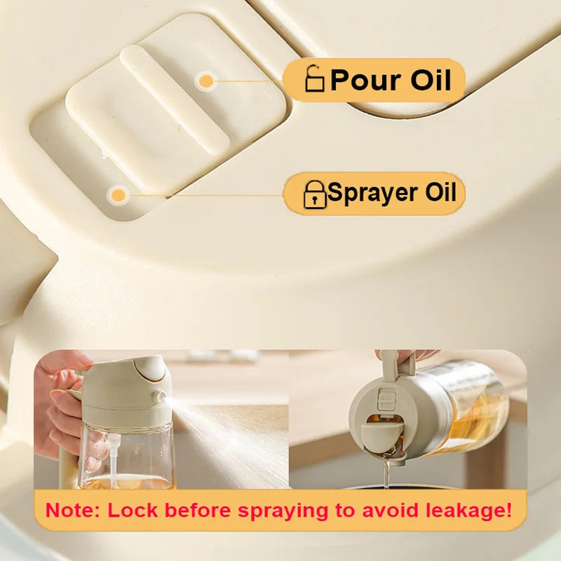 Dual-Function Oil Spray Bottle for Cooking and Baking, 500ml, Leak-Proof Kitchen Dispenser