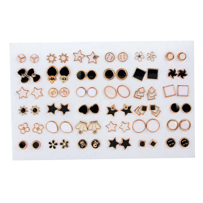Mixed Style Enamel Animal Geometric Stud Earrings Set for Women Girls