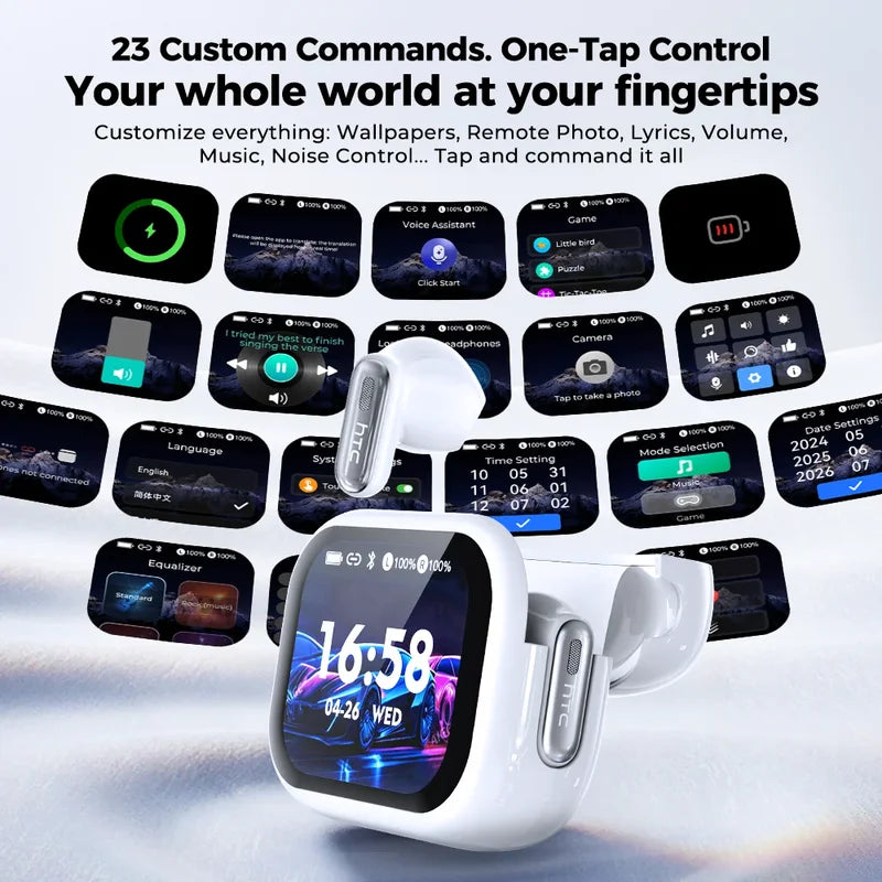 Wireless Bluetooth Earphones with AI Translator LCD Screen Noise Reduction Sport Headsets