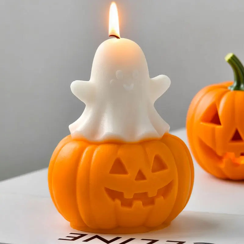 Silicone Candle Making Mold for Halloween Pumpkin & Ghost Designs - DIY Craft Supplies