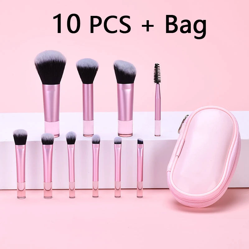 Travel Makeup Brush Set - Mini Small Cosmetic Tools for On-the-Go