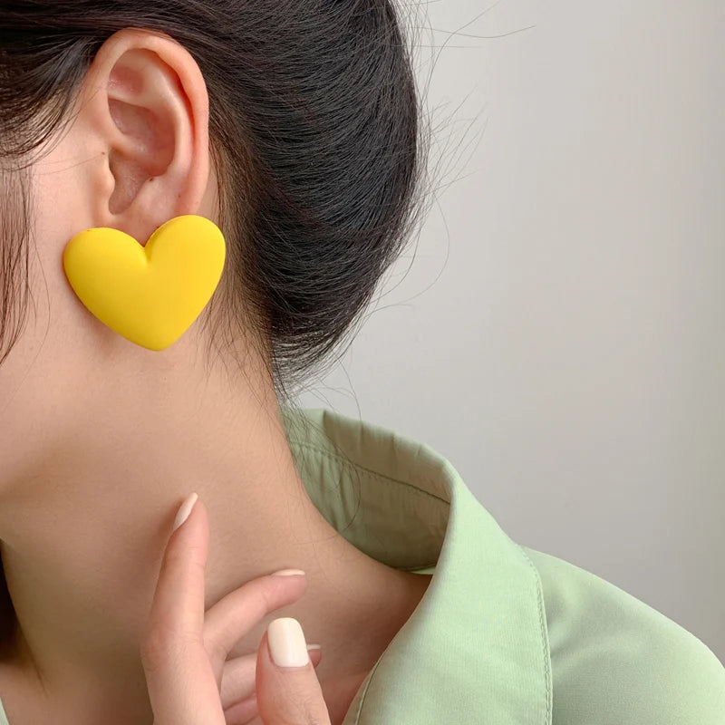 Heart Geometric Earrings - Red White Black Yellow Statement Jewelry