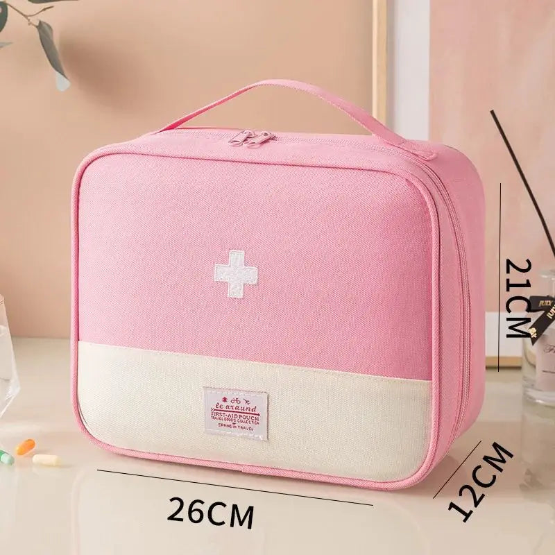 Large Capacity Portable Medicine Bag with Multiple Compartments for Travel and Home Storage