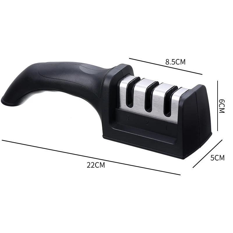Multi-Function 3-Stage Knife Sharpener with Non-Slip Base Handheld Kitchen Tool