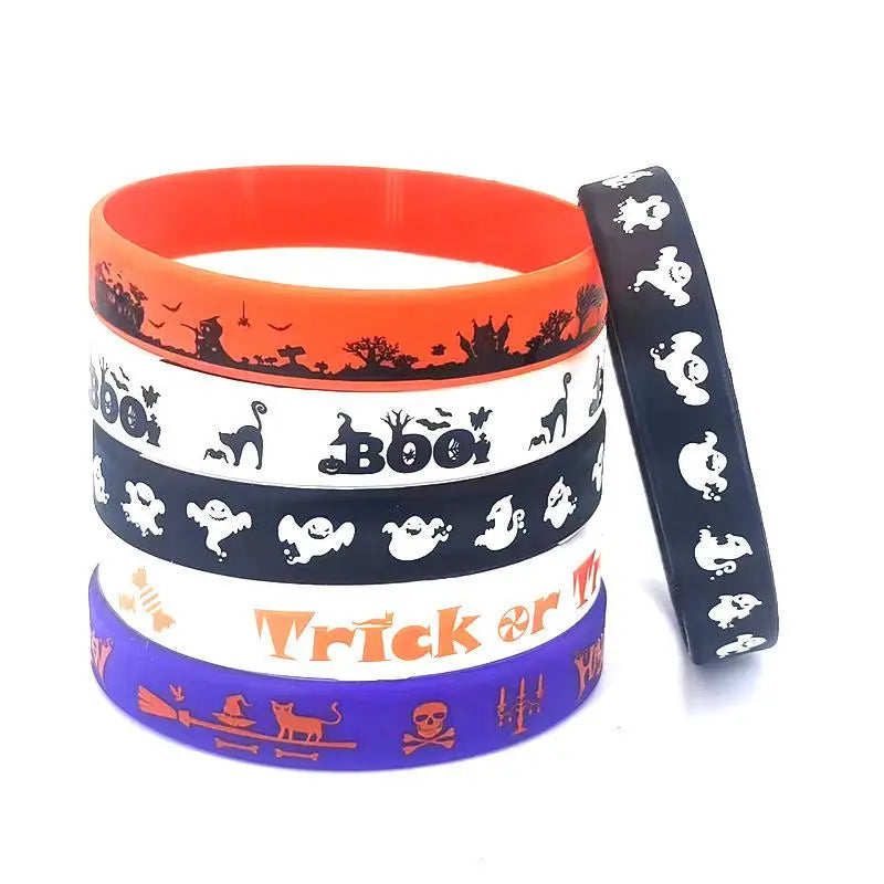 Halloween Silicone Wristbands Kids Gifts Treat Carnival Ghost Pumpkin Party Favors
