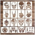 16 Pcs 5x6 Inch Skull Fire Stencils for Painting Wood Wall Canvas Halloween Decor