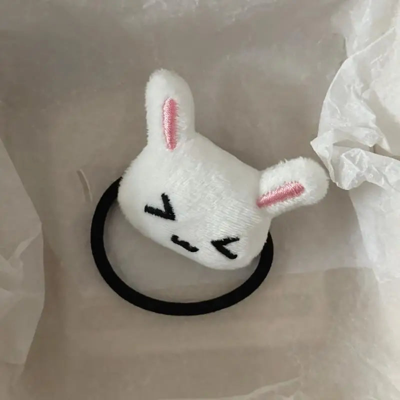 Cute Plush Bunny Hair Tie Set for Girls and Students - All Colors Available
