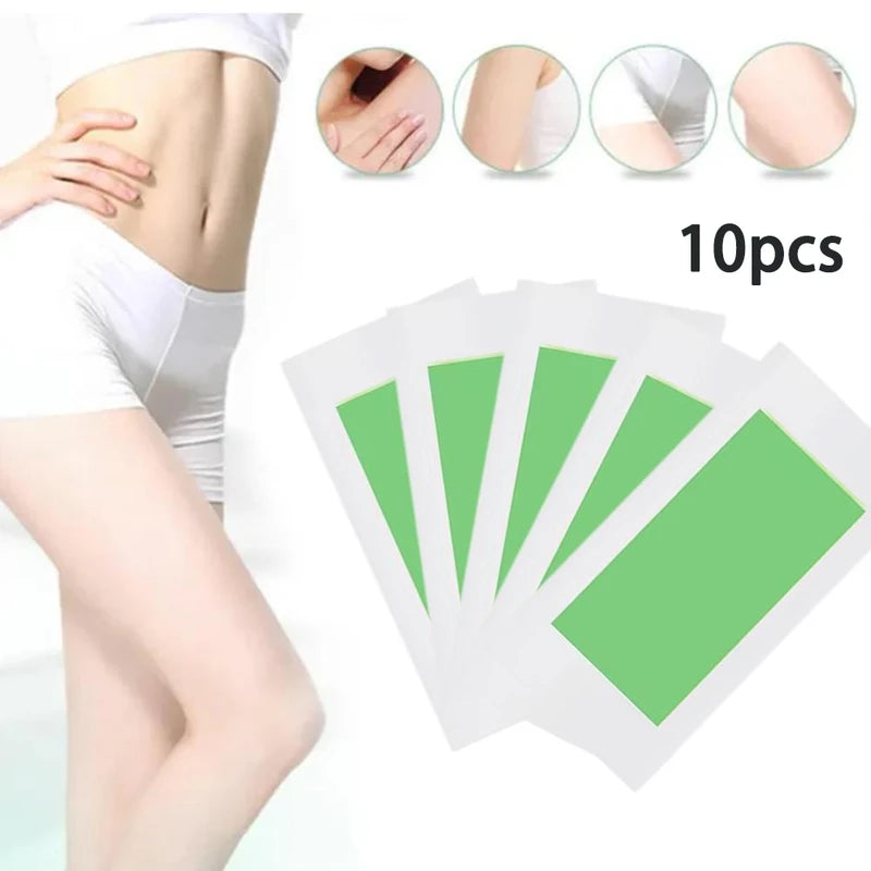 10pcs Double Sided Cold Wax Strips for Hair Removal - Gentle & Fast Depilation