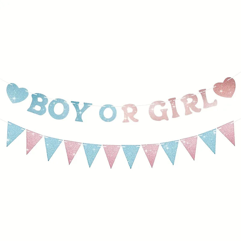 Gender Reveal Banner Decorations for Baby Shower Pink Blue Baby Reveal Supplies