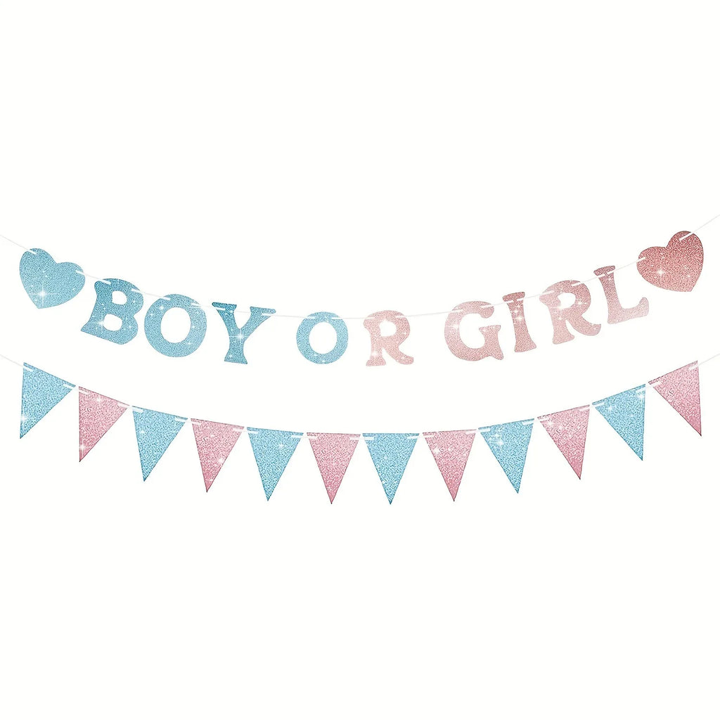 Gender Reveal Banner Decorations for Baby Shower Pink Blue Baby Reveal Supplies