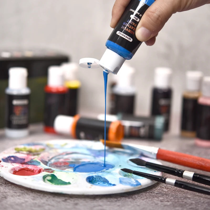 Acrylic Paint Set for Leather & Crafts - 24 Colors, Waterproof & Durable