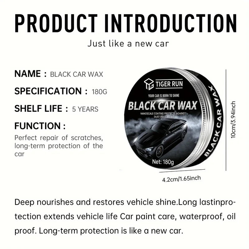 Black Car Wax - Scratch Remover & Paint Care Polishing for Auto Vehicles