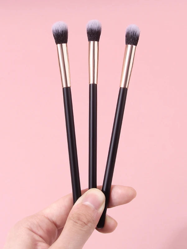 3-Piece Professional Eye Makeup Brush Set - Soft Synthetic Fiber Eyeshadow Blending Tools