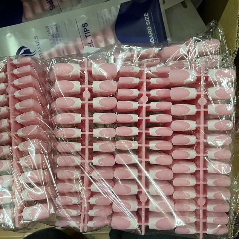120Pcs Medium Long Square Acrylic Fake Nails Full Cover French Press-On Nails for Women